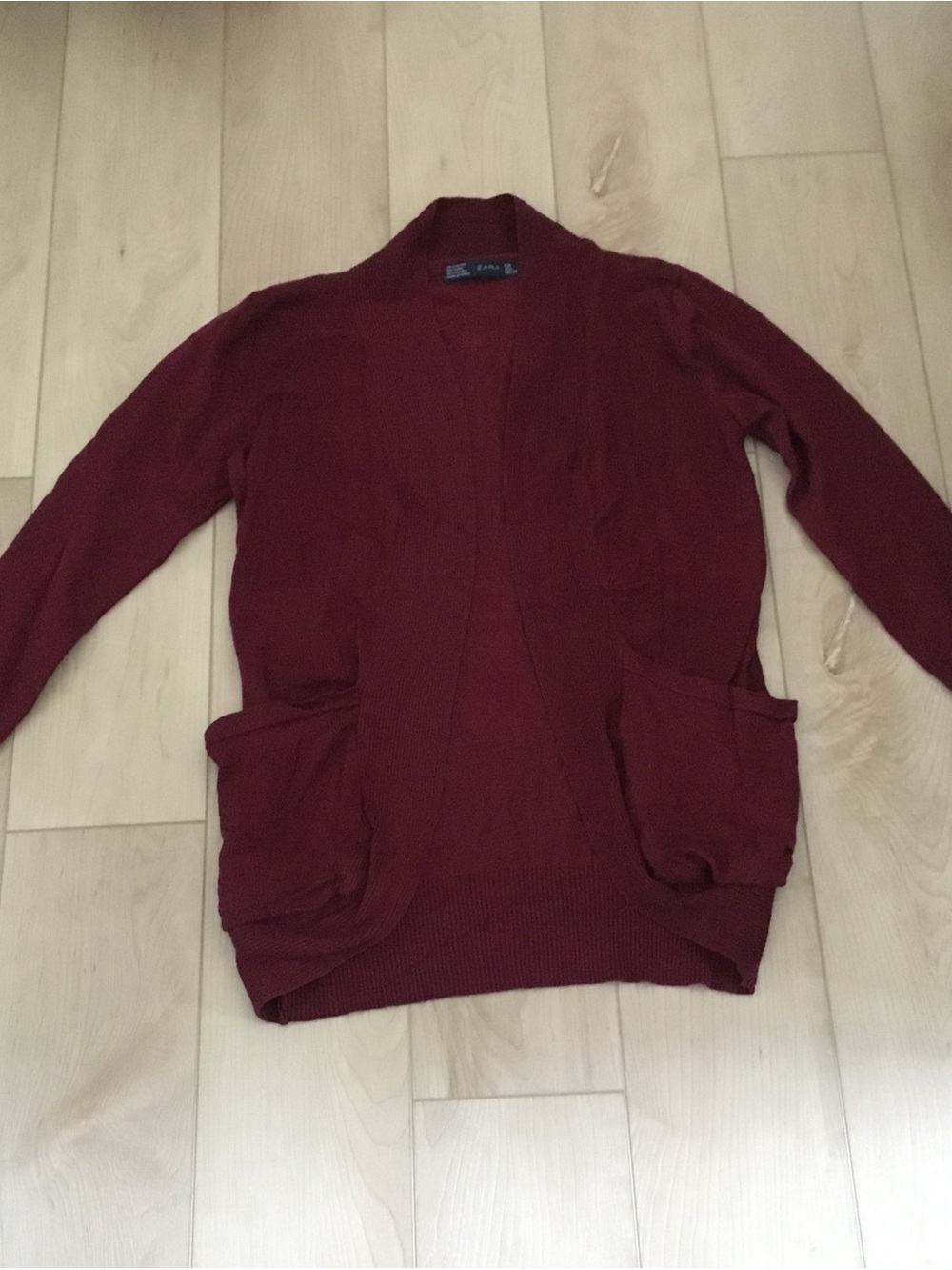 Zara Ribbed Collar Cardigan in Burgundy